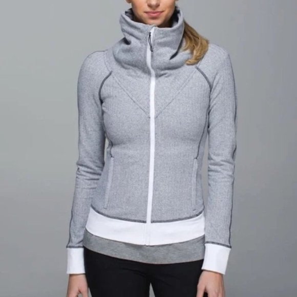 lululemon athletica Jackets & Blazers - Lululemon Be Present Grey & White Jacket Size 8